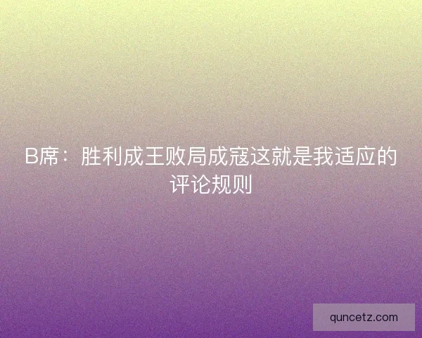 B席：胜利成王败局成寇这就是我适应的评论规则