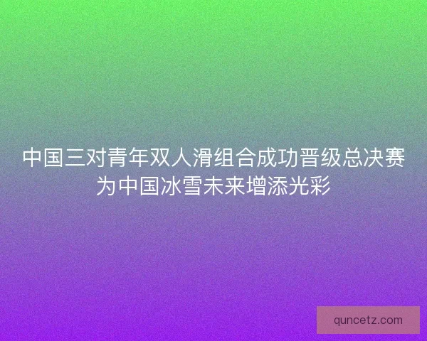 中国三对青年双人滑组合成功晋级总决赛为中国冰雪未来增添光彩